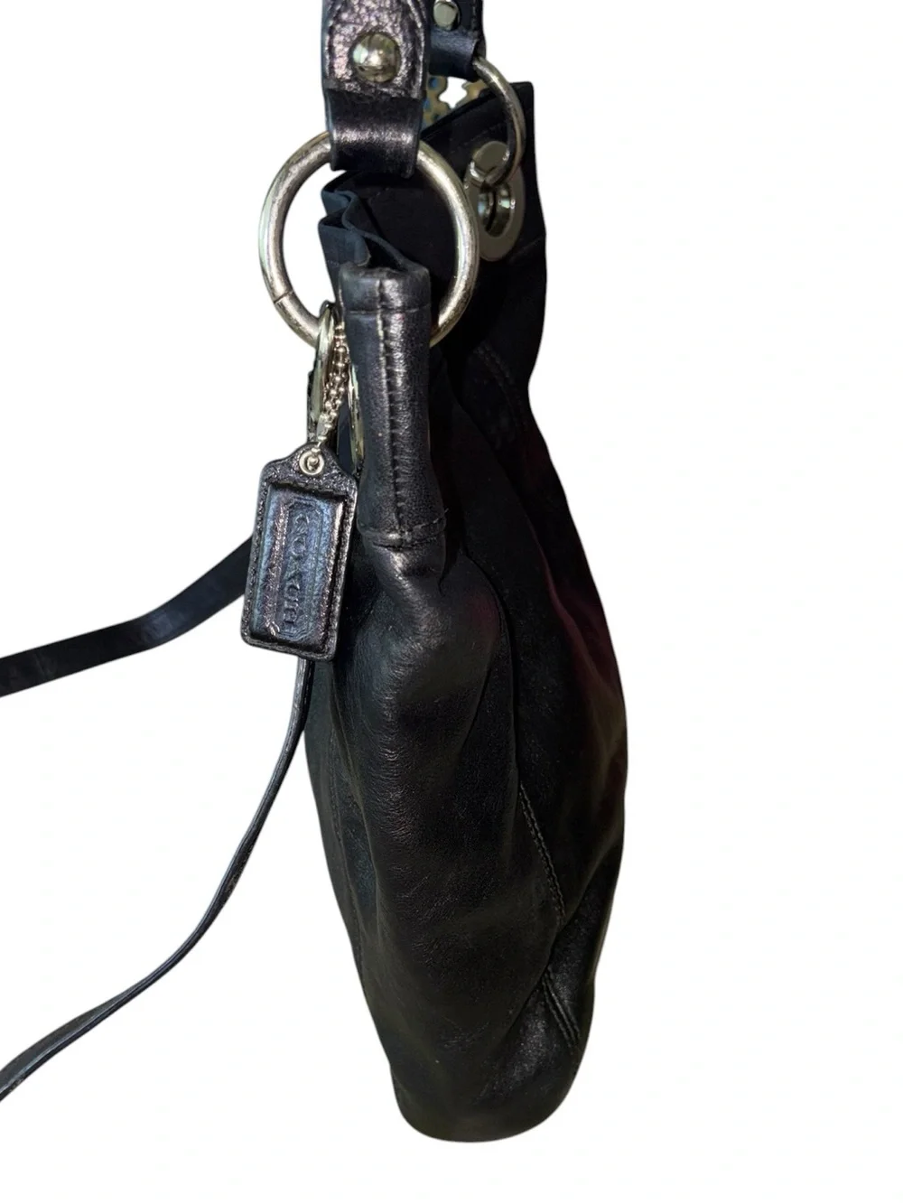 COACH Ashley Hippie Y2K Black Leather Shoulder Bag Crossbody - F17605